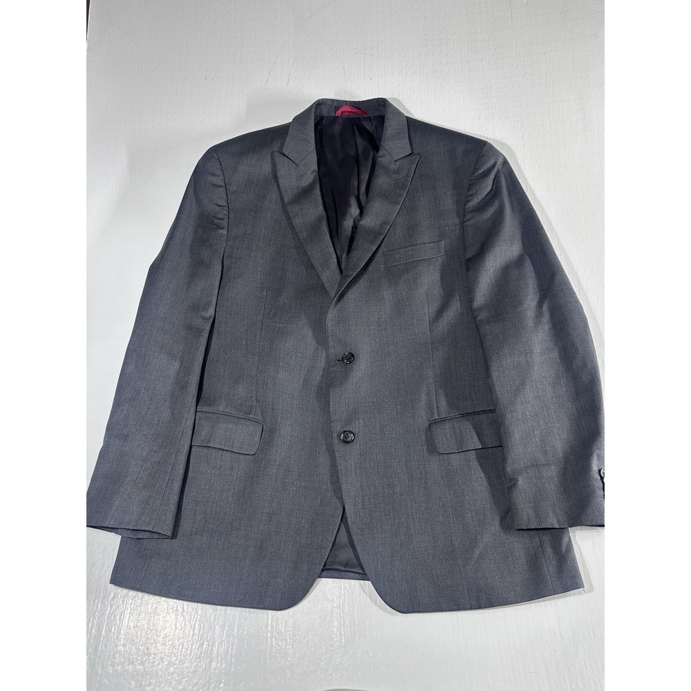 Alfani Blazer Men's 46R Charcoal Gray 100% Wool 2-Button Jacket Office Career